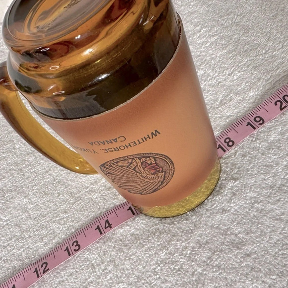 Vintage Whitehorse Yukon  Canada Amber Glass Mug With Valhyde Leather Cover - Picture 10 of 12